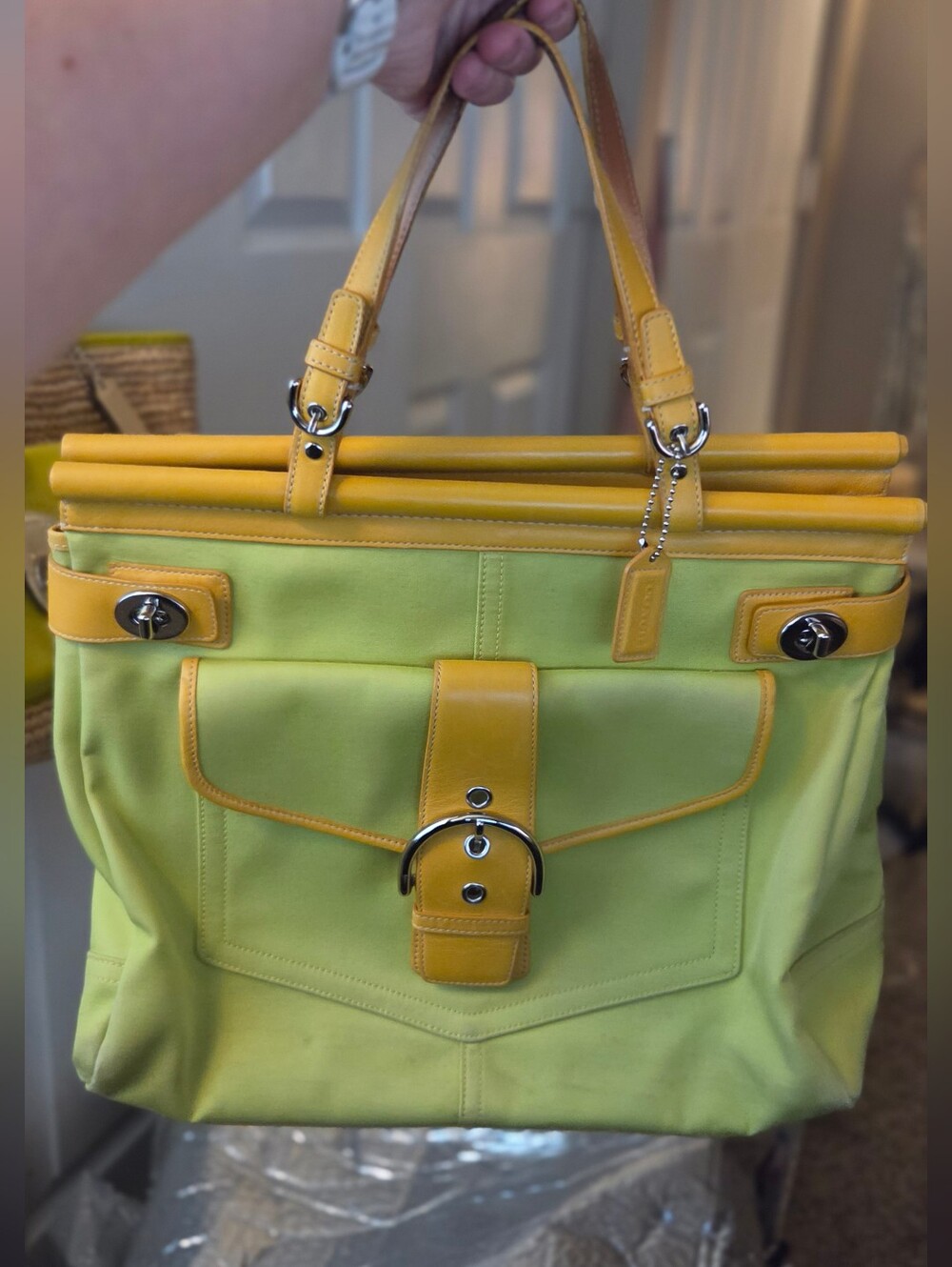 Coach Hampton Collection 1999 Y2k Vintage 9367,lime green & yellow Dopamine